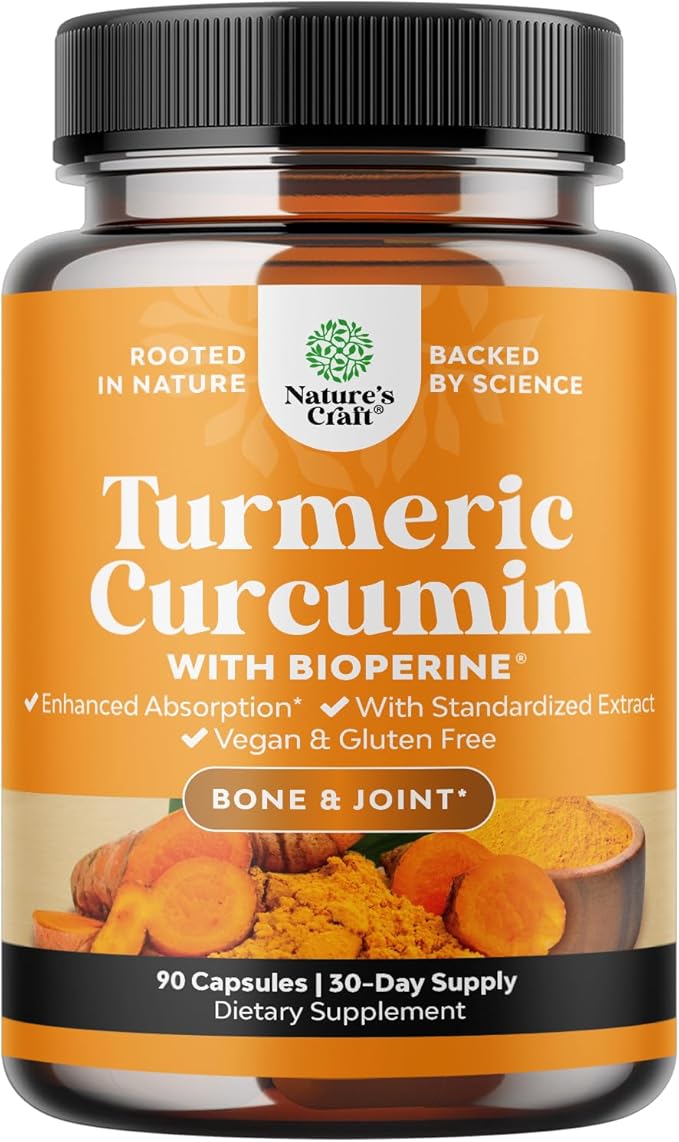 Turmeric Curcumin with Black Pepper Extract - Joint Health Turmeric Supplement with 95% Curcuminoids - Daily Joint Support Supplement with Turmeric and Bioperine for Enhanced Absorption - 90 Count
