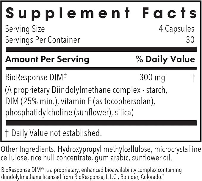 Allergy Research Group DIM Enhanced Delivery System - DIM Supplement for Women, Estrogen Supplement for Women and Men, Diindolylmethane for Hormone Balance, Menopause Support - 120 Vegetarian Capsules