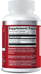 Essential Elements CoQ10 100mg Softgels for Heart, Brain, and Vascular Support - Comprehensive Coenzyme Q10 Supplement Formulated for Optimal Absorption - 60 Count, 2 Month Supply