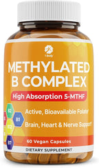 1 Body Methylated B Complex with 5-MTHF & Methyl B12 (Methylcobalamin) – Vitamin B Complex for Women & Men – Bioactive B Vitamins for Energy Metabolism, Brain Support & Daily Wellness – 60 Capsules
