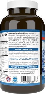 Carlson - Omega Complete Gems, Omega-3-6-9, Wild Caught, Sustainably Sourced, Heart Health, Joint Function & Immune Support, 180 Softgels