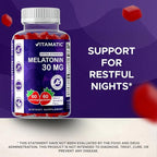 Vitamatic Sugar Free Melatonin 30mg per Gummy - 60 Servings - 60 Vegetarian Gummies - Non-Habit Forming Supplement (60 Count (Pack of 2))
