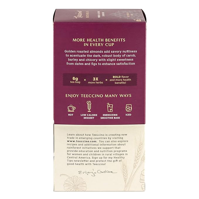 Teeccino Java Herbal Tea - Rich & Roasted Herbal Tea That’s Caffeine Free & Prebiotic for Natural Energy, 25 Tea Bags