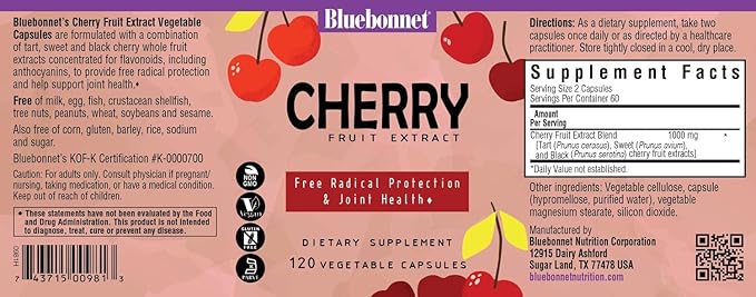 BlueBonnet Super Fruit Cherry Fruit Extract Supplement, 120 Count