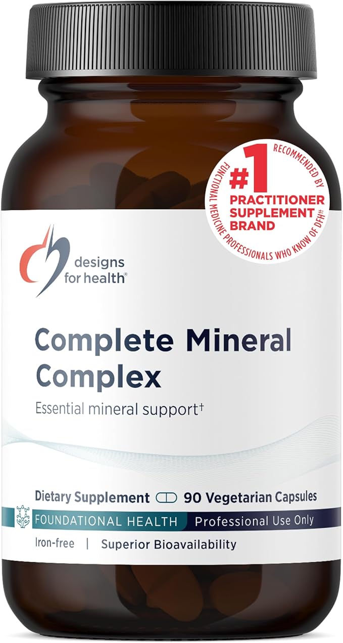 Designs for Health Complete Mineral Complex - Essential + Trace Minerals Supplement with Magnesium Malate, Chromium, Zinc + More - Iron-Free Multi Minerals Blend - Vegan + Gluten Free (90 Capsules)