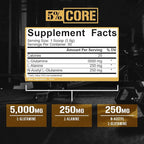 5% Nutrition Core L-Glutamine 5000 Supplement w/L-Alanine | Immune & Digestive Support | Amino Acid Muscle Builder Post Workout Recovery | Unflavored (60 Servings)