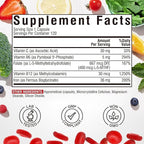 Iron Supplement for Women & Men, with Vitamins C, B6, B12 & Folate for Iron Deficiency, Blood Building & Energy Support, Stomach Friendly, Better Absorption, Non-GMO,No Gluten,120 Vegan Caps