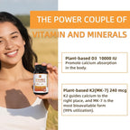 M inch Vitamin D3 K2 with Magnesium, Vitamin D3 10000 IU, Vitamin K2 MK-7 240 mcg, 6-in-1 K2 D3 Vitamin Supplement with Quercetin for Bone, Immune & Moo*d Support, Highly Bioavailable, 120 Capsules