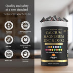 Calcium 1200 mg with Vitamin D3 Gummies, Calcium Citrate Supplements for Women & Men with Magnesium, Zinc, Vitamin D3 & K2, Potassium, Chews for Bone Strength & Muscle Support, Sugar Free, Vegan