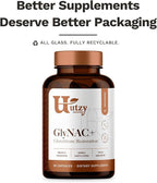 Utzy Naturals GlyNAC+ Supplement | 1,000mg of Glycine & NAC (N-Acetyl cysteine) | with Vitamin B2 Cofactor for Glutathione Production | 90 Capsules