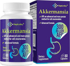 300 Billion AFU Akkermansia Muciniphila - A Live Probiotics for Women Men, Supports GLP-1 Digestive Gut, Immune & Overall Health, Enhances Gut Digestive Lining function, 60 Count (Pack of 1)