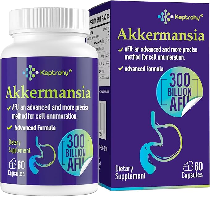 300 Billion AFU Akkermansia Muciniphila - A Live Probiotics for Women Men, Supports GLP-1 Digestive Gut, Immune & Overall Health, Enhances Gut Digestive Lining function, 60 Count (Pack of 1)