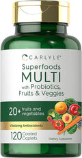 Carlyle Fruits and Veggies Supplement | 120 Count | Superfood Multivitamin with Probiotics | Made with 20 Fruits and Vegetables | Non-GMO & Gluten Free