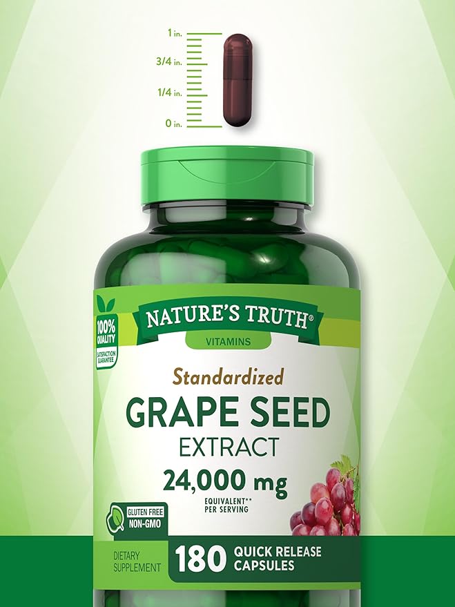 Nature's Truth Grape Seed Extract | 180 Capsules | Standardized Supplement | Non-GMO & Gluten Free Formula