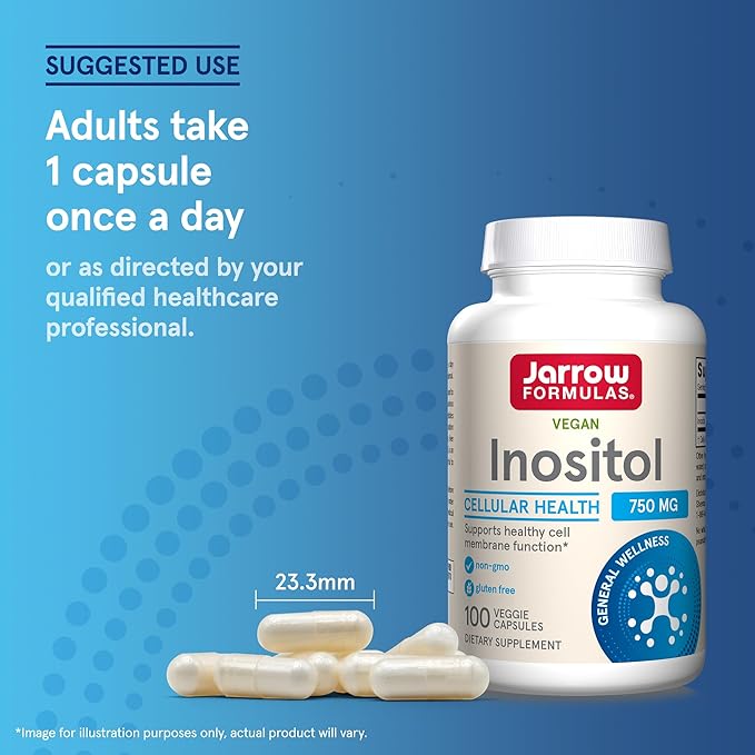 Jarrow Formulas® Inositol 750 mg,Dietary Supplement,Liver Support for Cellular Health and General Wellness,100 Veggie Capsules,Up to a 100 Day Supply,(Pack of 2)