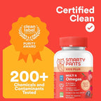 SmartyPants Kids Multivitamin Gummies, Omega 3 (DHA/EPA), Vitamins D3, C, B12, B6, Vitamin A, K & Zinc, Gluten Free, Cherry Berry Punch Flavors, 60 Count (30 Day Supply)
