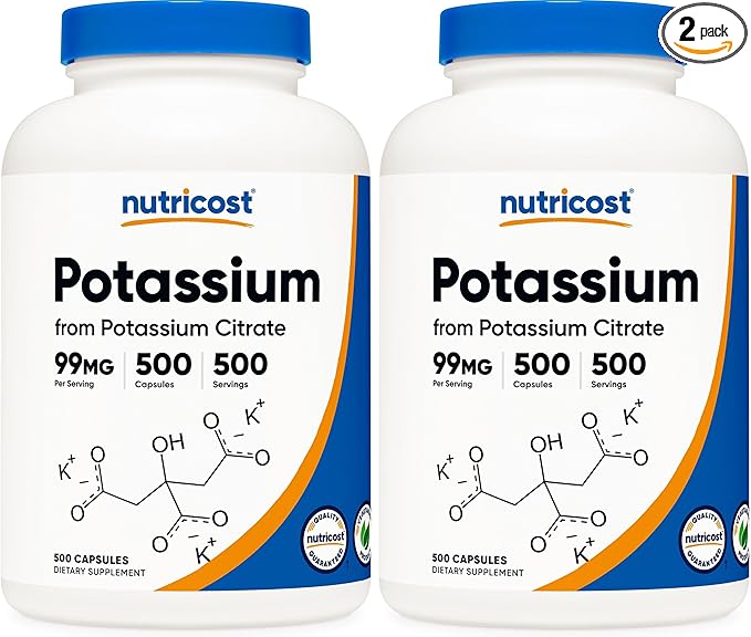 Nutricost Potassium Citrate 99mg, 500 Capsules (Pack of 2)
