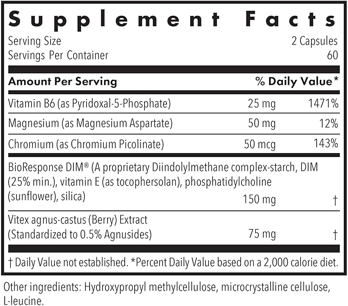 Allergy Research Group DIM Vitex - Supports Estrogen Metabolism - DIM with NAC and Vitamin B & Magnesium - 60 Servings - 120 Capsules