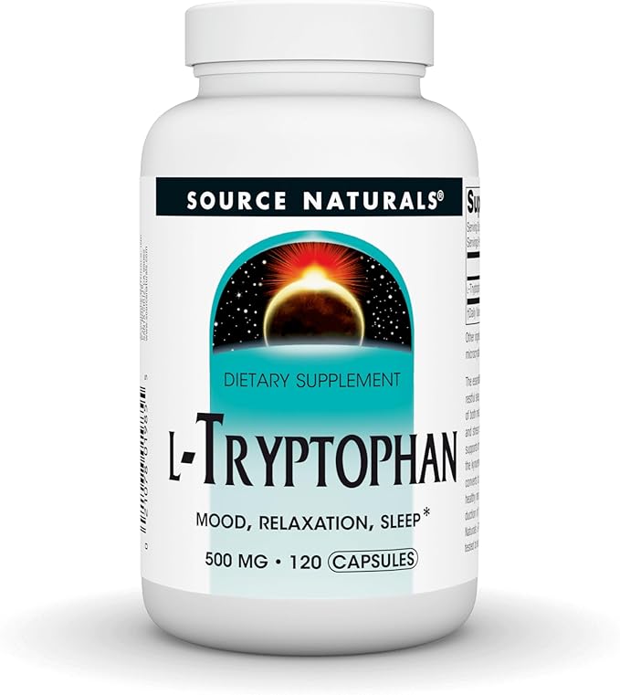 Source Naturals L-Tryptophan, for Mood, Relaxation, and Sleep*, 500mg - 120 Capsules