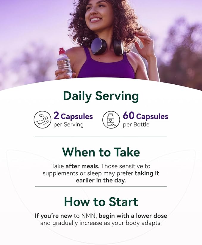 Inner Brightness NMN Supplement 500mg, 99.9% High Purity, Supports NAD+ Levels & Cellular Energy, 5-in-1 Formula with Resveratrol & Astaxanthin, Non-GMO, Gluten-Free, 60 Capsules