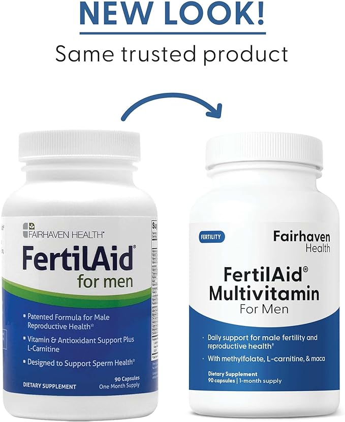 Fairhaven Health FertilAid for Men | Male Fertility Supplement for Count and Motility | Pre-Conception Support with L-Carnitine, CoQ10, Maca and Zinc | 90 Capsules | 3 Month Supply