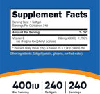 Nutricost Vitamin E 400 IU, 240 Softgel Capsules (3 Bottles)