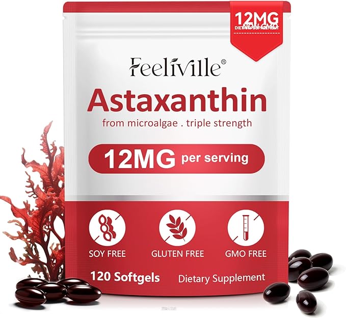 Astaxanthin 12mg, 120 Softgels, 4 Month Supply | Premium Astaxanthin Antioxidant Supplements | Fresh Microalgae Source | Supports Eye, Joint, Internal Circulation, Skin Health