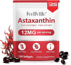 Astaxanthin 12mg, 120 Softgels, 4 Month Supply | Premium Astaxanthin Antioxidant Supplements | Fresh Microalgae Source | Supports Eye, Joint, Internal Circulation, Skin Health