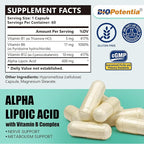 Alpha Lipoic Acid 600mg Per Serving - ALA Supplement with Vitamins B1, B6 & B12 - Supports Antioxidant Activity, Metabolism & Nerve Health | Non-GMO - 60 Capsules