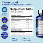 NMN NAD Supplement with Resveratrol – 1230mg Multi-Ingredient NMN Formula with TMG, Urolithin A & Quercetin, Daily Capsules for Women & Men, mnm Supplement, 60 Count