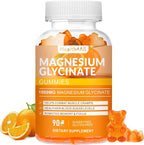 Magnesium Glycinate Gummies 1000mg, High Absorption Sugar Free Magnesium Potassium Supplement for Relaxation, Stress Relief, and Sleep Support for Adults & Kids - 90 Orange Gummies