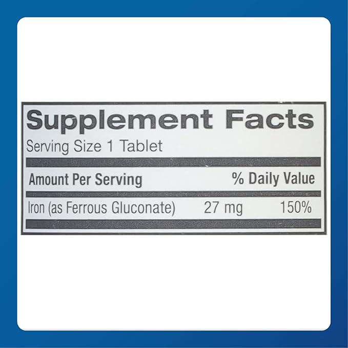 Major 27 mg Ferate Tabs - Ferrous Gluconate Elemental Iron Dietary Supplement - 100 Count (4 Pack)