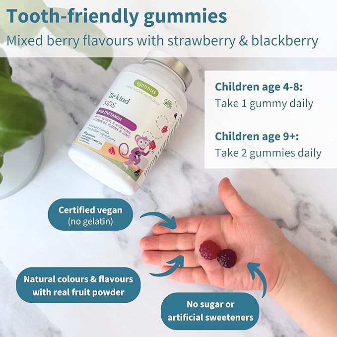 Igennus Methylated Kids Multivitamin Gummies, MTHFR, No Artificial Sweeteners or Flavors, Sugar Free, Age 4+, 90 Natural Berry Flavor Gummies from Fruit Powder, Non-GMO, Halal, Clean Label
