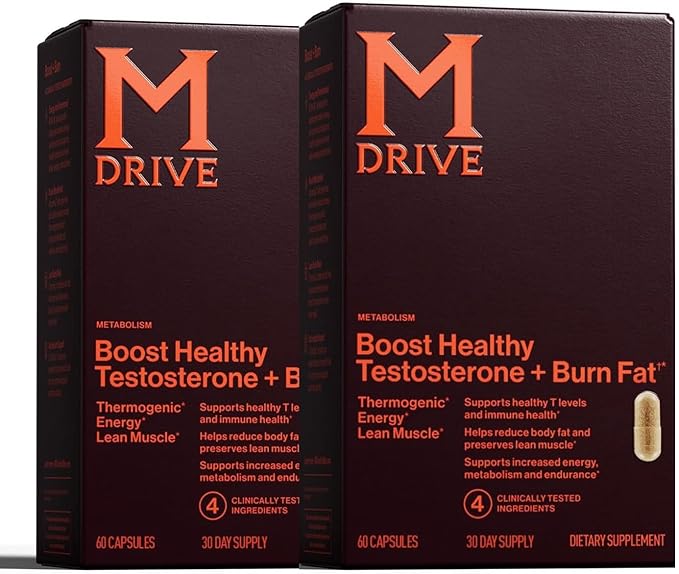 Mdrive Boost and Burn Testosterone Support Supplement with Zinc, KSM-66 Ashwagandha, Advantra Z, 120 Capsules