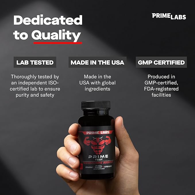 Prime Labs Testosterone Supplement for Men (2-Pack) - Stamina, Endurance, Energy, & Strength - Men's Testosterone Booster & Workout Supplement - 120 Caplets