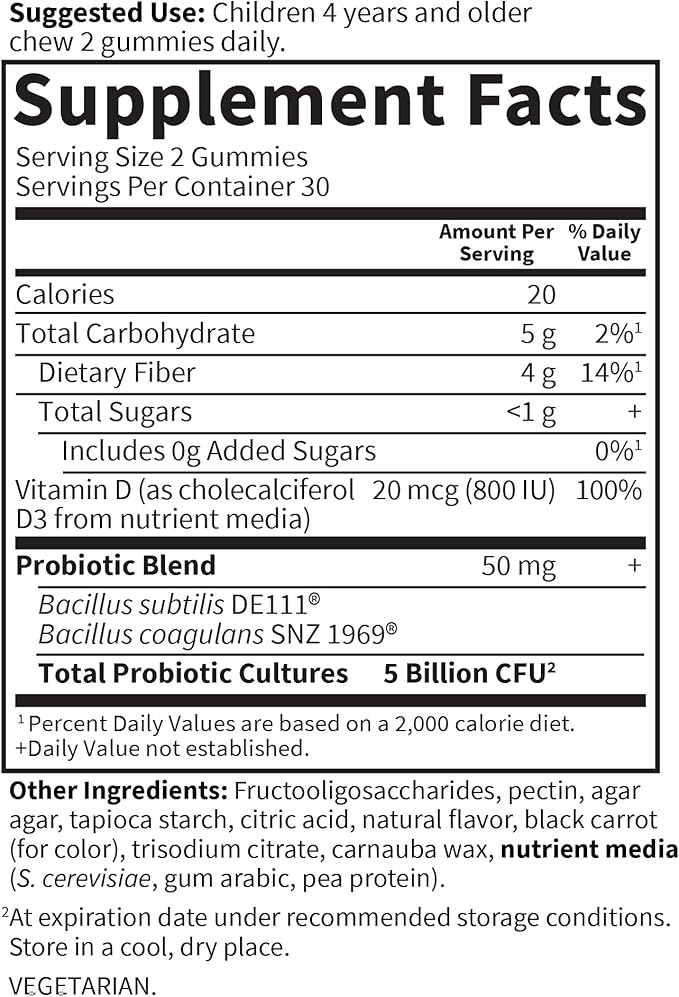 Garden of Life Dr Formulated 5 Billion CFU Prebiotic Fiber, Probiotic and Vitamin D3 for Kids Digestive & Immune Health – Gluten Free,Non GMO,No Added Sugars, Strawberry Flavor,60 Gummies,(Pack of 2)