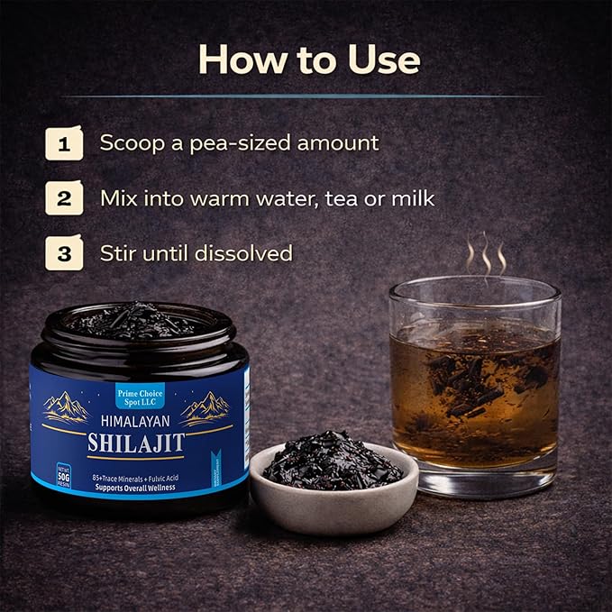 Himalayan Shilajit Resin 50g | Pure Gold Grade Mumiyo from Gilgit-Baltistan | Raw Mineral Pitch with Fulvic & Humic Acid | 85+ Trace Minerals