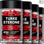 Organic Turkesterone Supplement for Men - Muscle Recovery & Growth with Organic Fadogia Agrestis, Pterostilbene, Ajuga Turkestanica | Complexed Turkesterone Powder | 480 Servings - 4 Packs