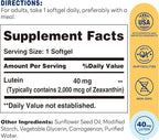 Vitamin World Lutein and Zeaxanthin Supplements, 40mg Lutein, Vegetarian Eye Health Supplement, Once Daily to Help Filter Blue Light & Support Vision, Non-GMO, Gluten-Free, 2 Month Supply