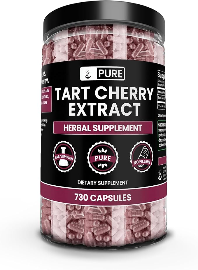 PURE ORIGINAL INGREDIENTS Tart Cherry Extract (730 Capsules) No Magnesium Or Rice Fillers, Always Pure, Lab Verified