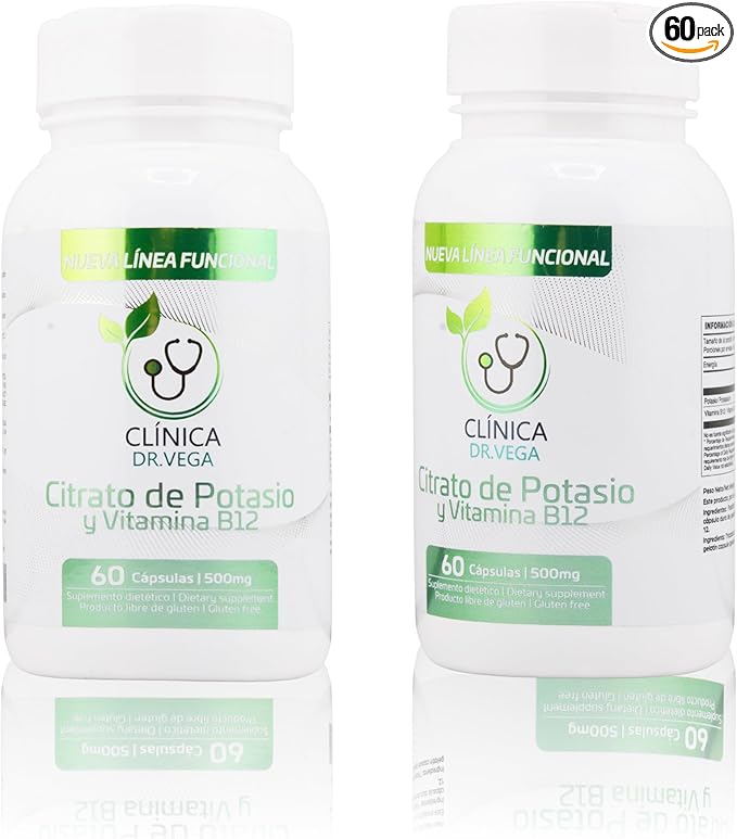 CLINICA DR. Vega Citrato de Potasio y Vitamina B12, 60 Capsules (500 mg)