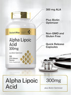 Doctor's Way Alpha Lipoic Acid 300mg | 150 Capsules | with Biotin Optimizer | ALA Supplement | Non-GMO, Gluten Free