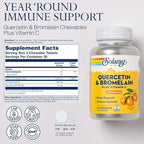 SOLARAY Quercetin with Bromelain and Vitamin C Chewables - Immune Support Supplement - Immune Defense and Heart Health Complex with 1250mg Vit C, Natural Orange Flavor, 60-Day Guarantee, 30 Serv, 90ct