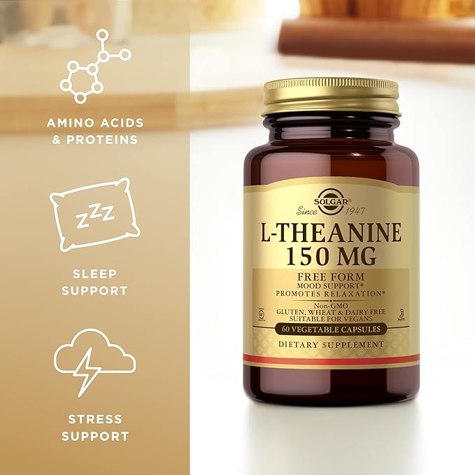 Solgar L-Theanine 150 mg - 60 Vegetable Capsules - Promotes Relaxation - Non-GMO, Vegan, Kosher & Gluten Free - 60 Servings