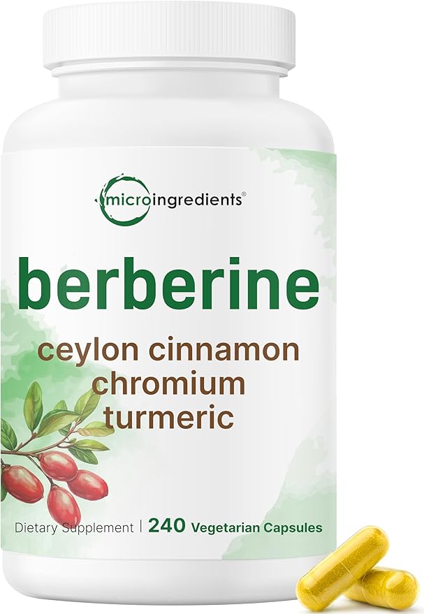 Micro Ingredients Berberine 500mg with Ceylon Cinnamon, 240 Veggie Capsules | High Absorption Berberine HCI Supplement + Turmeric Root & Cinnamon Bark Extract | Non-GMO, Gluten Free