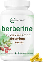 Micro Ingredients Berberine 500mg with Ceylon Cinnamon, 240 Veggie Capsules | High Absorption Berberine HCI Supplement + Turmeric Root & Cinnamon Bark Extract | Non-GMO, Gluten Free