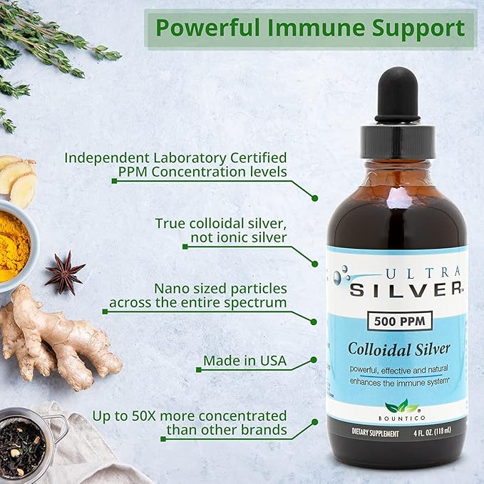 Ultra Silver® Colloidal Silver | 1,000 PPM, 32 Oz (946mL) | Mineral Supplement | True Colloidal Silver - 4 oz Dropper Bottle (Empty) Included for Dispensing!