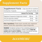 Accentrate Minerals 110 - Brain Ready Nutrition for Teens and Adults – Chelated Magnesium, Zinc, Iron – Mental Wellness Mineral Supplement for Focus, Mood & Brain Support – 90 Capsules