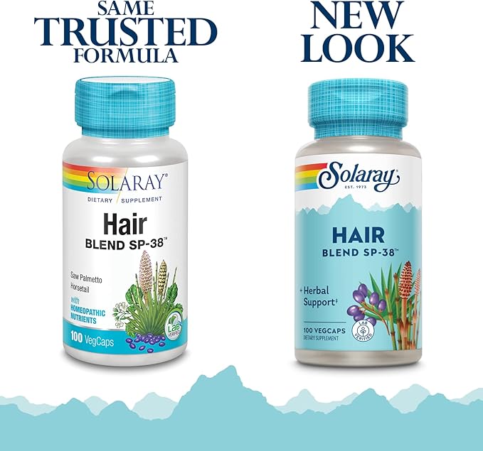 SOLARAY Hair Blend SP-38 | Herbal Blend w/Cell Salt Nutrients to Help Support Healthy Hair | 50 Servings | 100 VegCaps