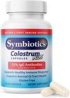 Symbiotics Colostrum Vegetable Capsules, 60 Count – Immune & Gut Support with Lactoferrin and Naturally Occurring IgG – Gluten Free, RBST-Free - 60